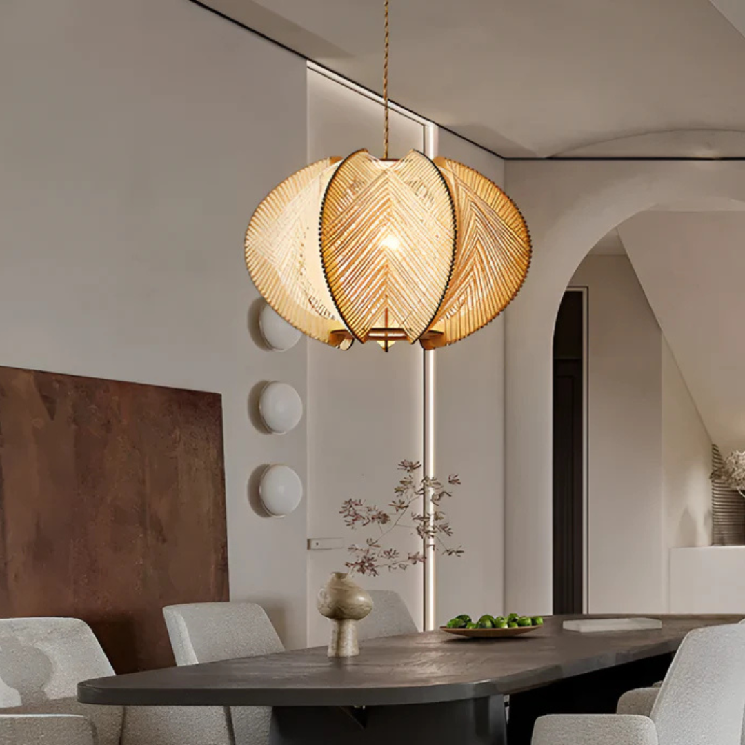 Kalani | Pendelleuchte im Rattan-Blätterdesign