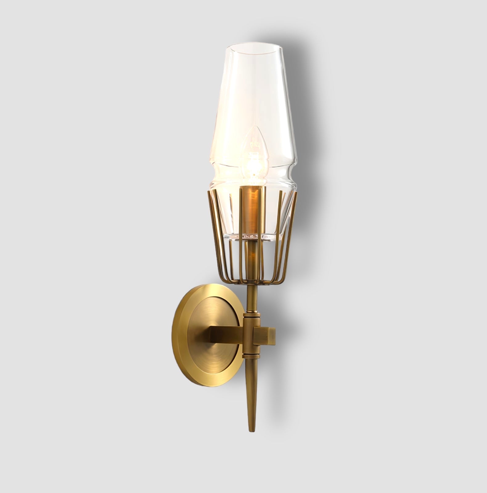 Castello | Vintage Kupfer Glas LED Wandleuchte