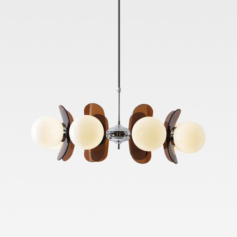 Bauhaus | Glas Metall Kronleuchter
