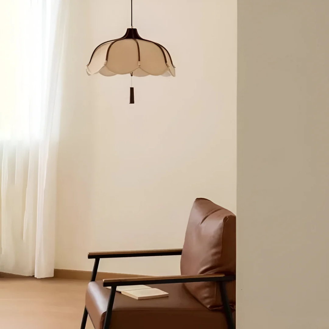 Hanami | Moderne Wabi Sabi Stoff Blumenform Pendelleuchte