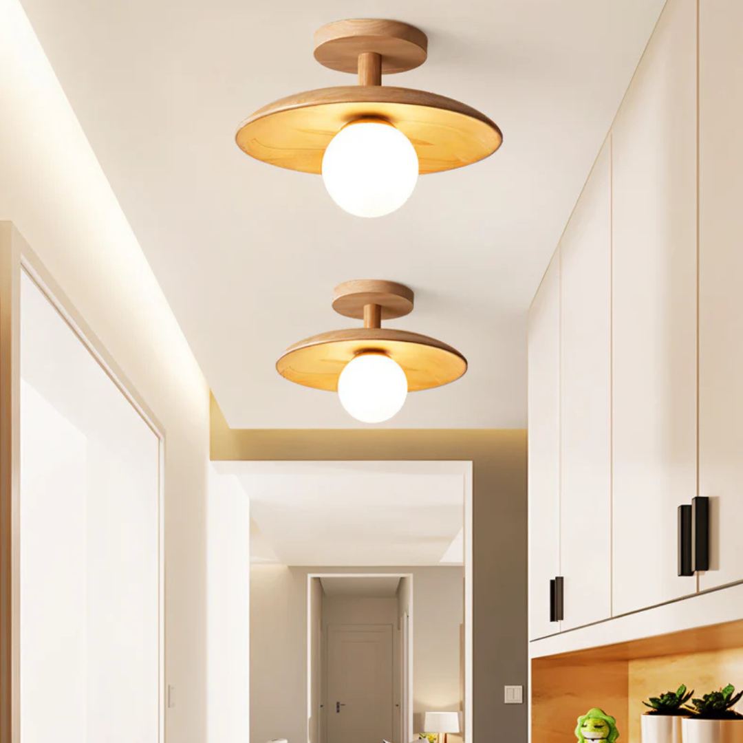 LED Deckenleuchte | Zeitlose Holzlampe für Zuhause