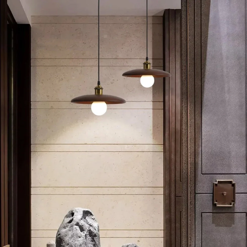 Oriva | Pendelleuchte im Holzscheiben-Design