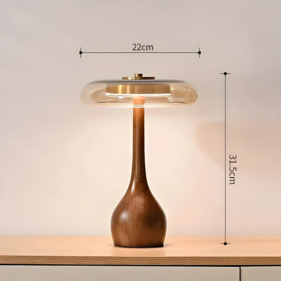 LED-Tischleuchte aus Holz | Wiederaufladbare Nachttischleuchte