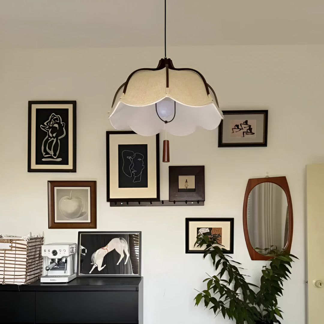 Hanami | Moderne Wabi Sabi Stoff Blumenform Pendelleuchte