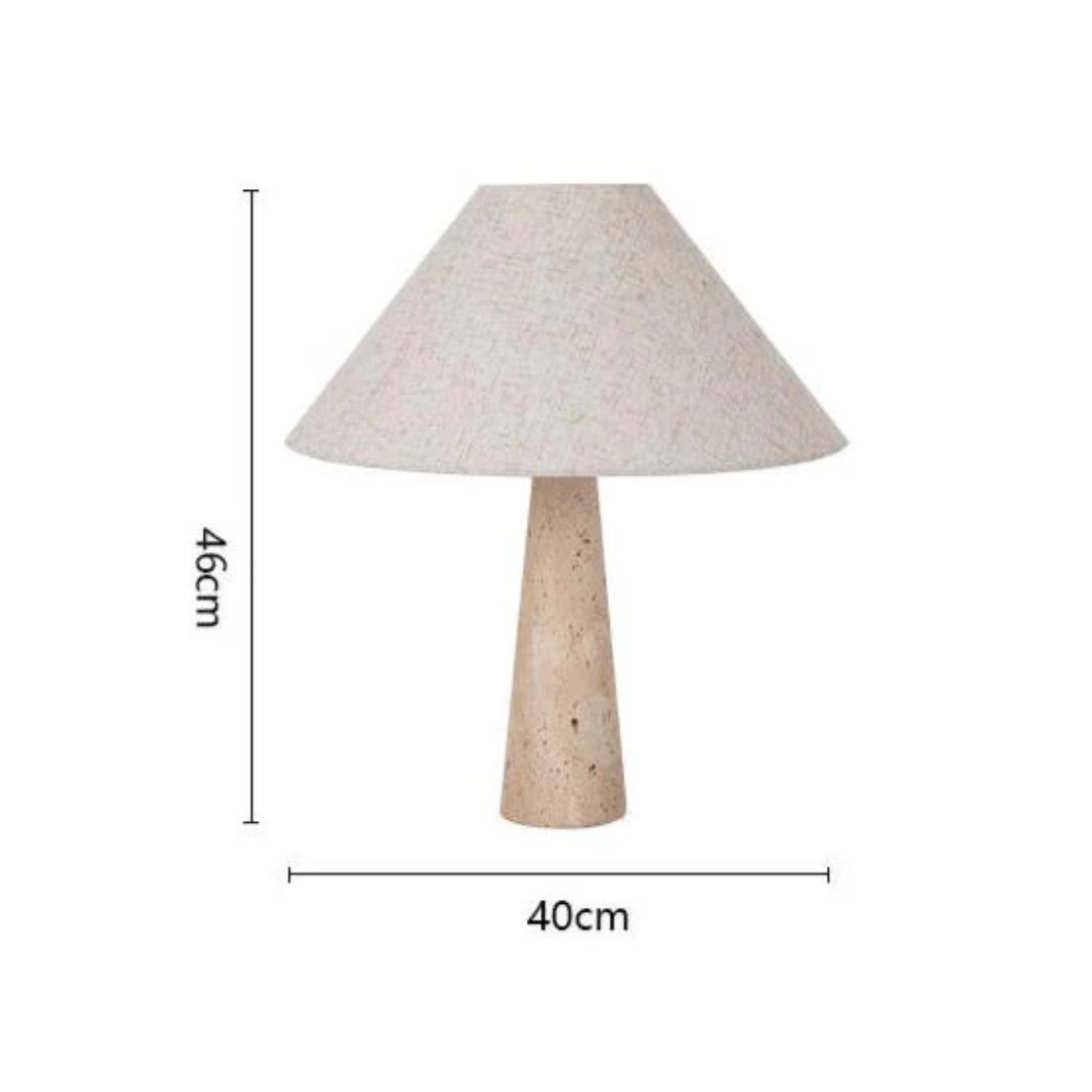 Faryna | Stoff Tischlampe mit Travertin Basis