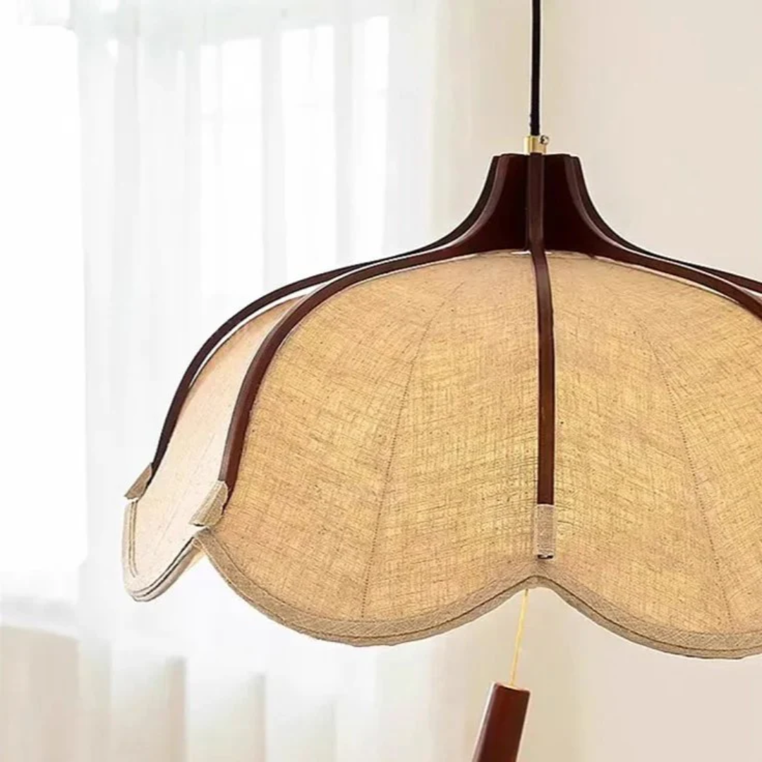 Hanami | Moderne Wabi Sabi Stoff Blumenform Pendelleuchte