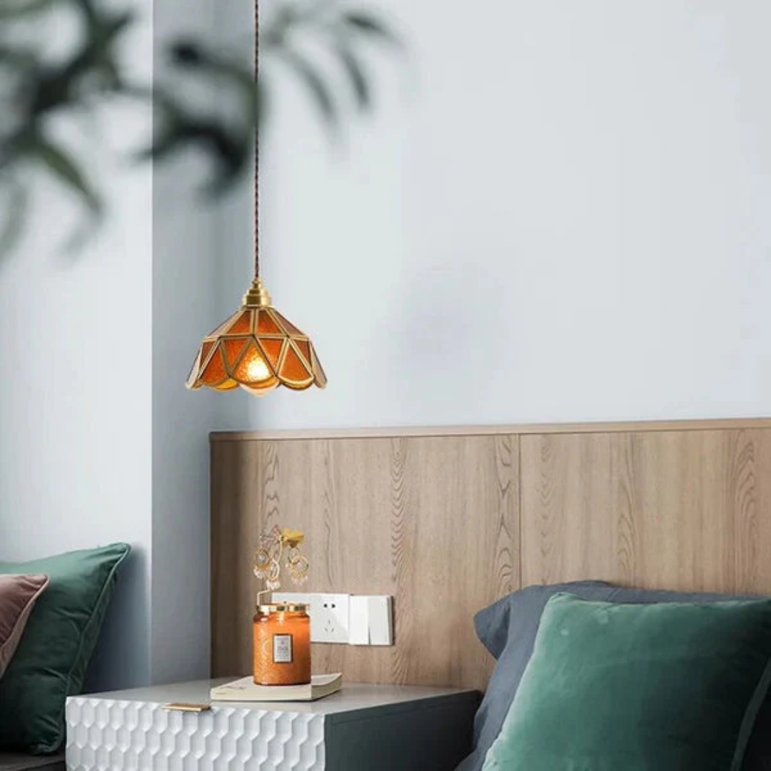 Lunavera | Vintage Glas-Pendelleuchte im Blütendesign