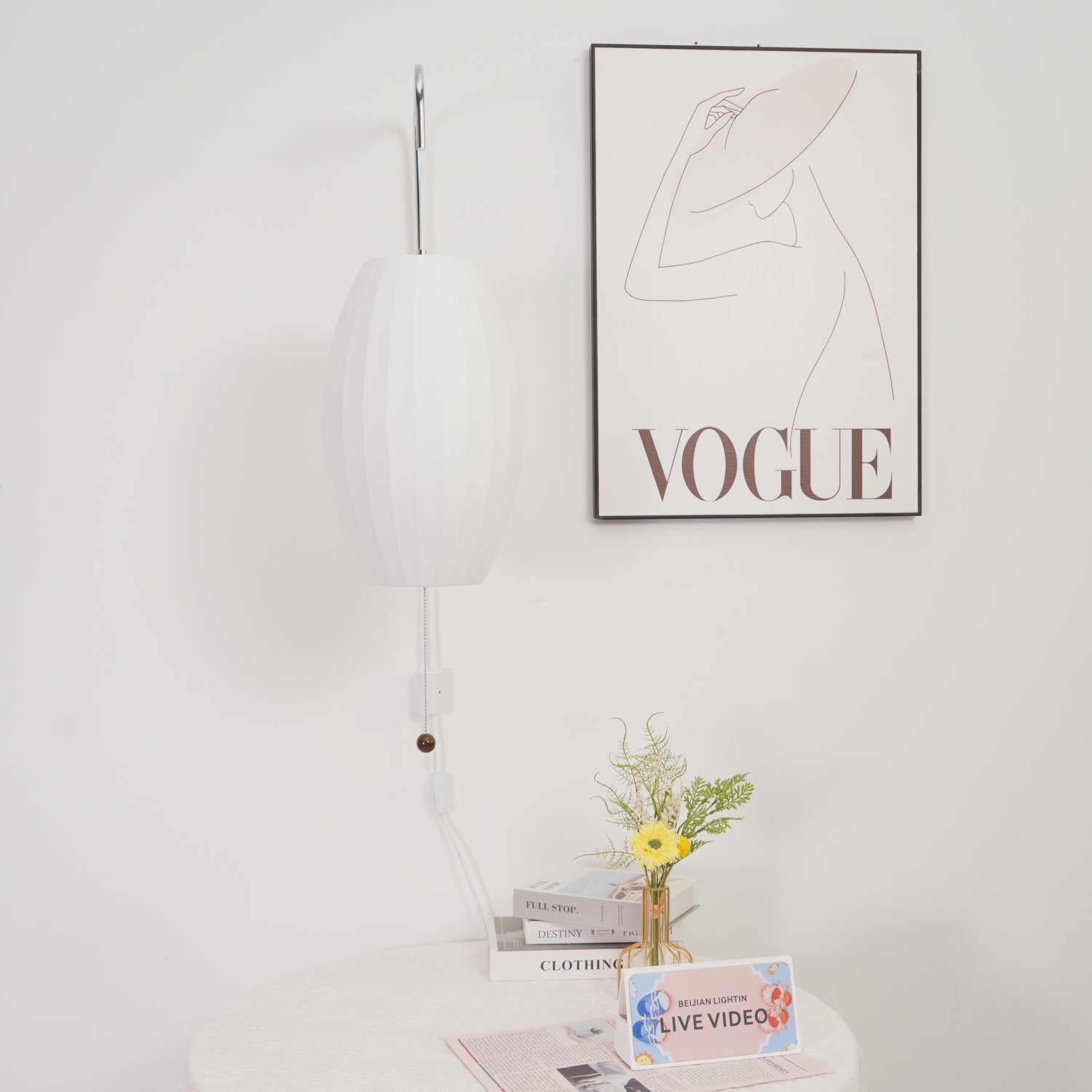 Eryvia | Stoff Oval Wandleuchte