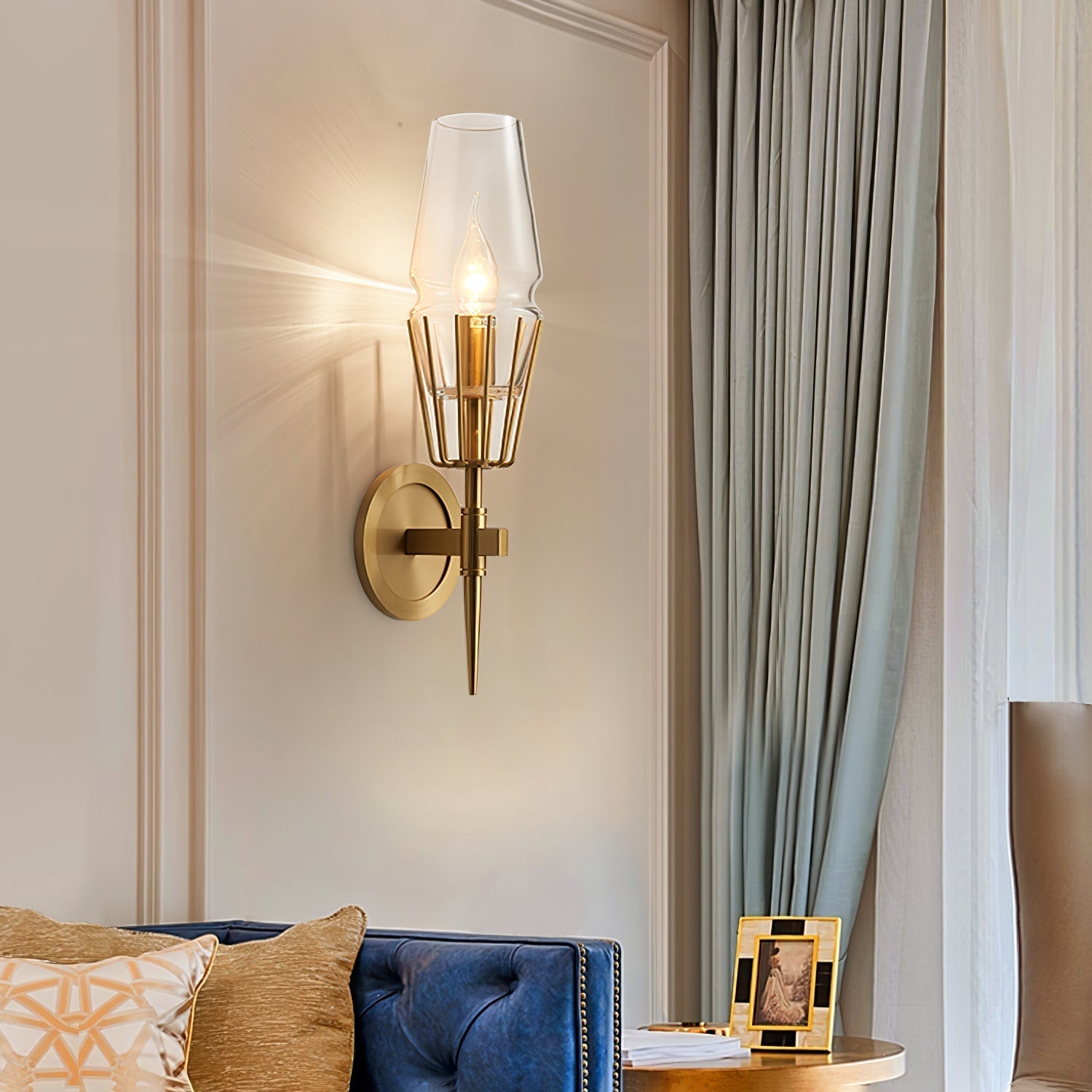 Castello | Vintage Kupfer Glas LED Wandleuchte
