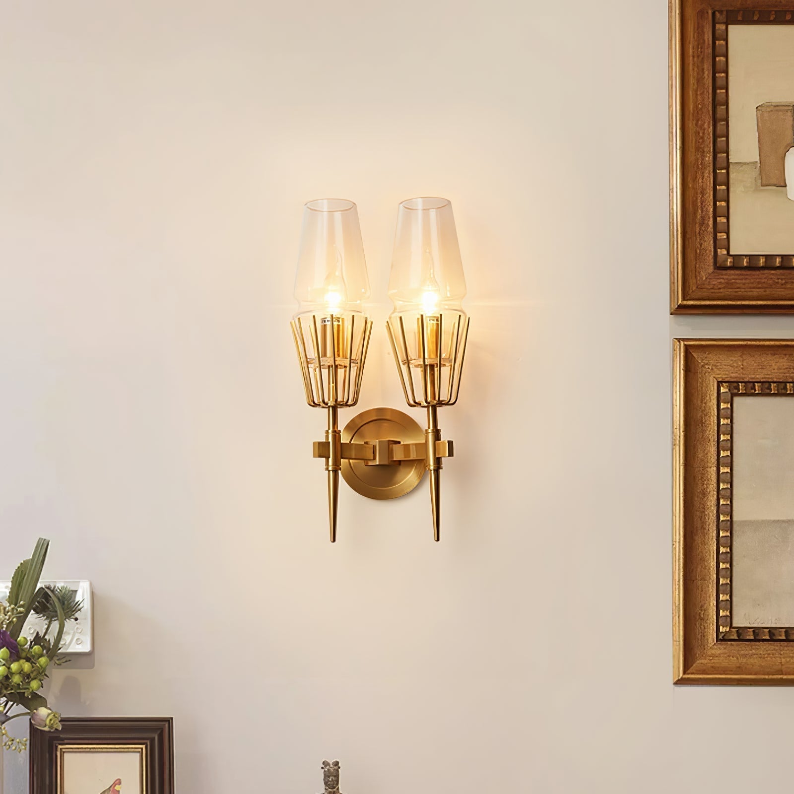 Castello | Vintage Kupfer Glas LED Wandleuchte