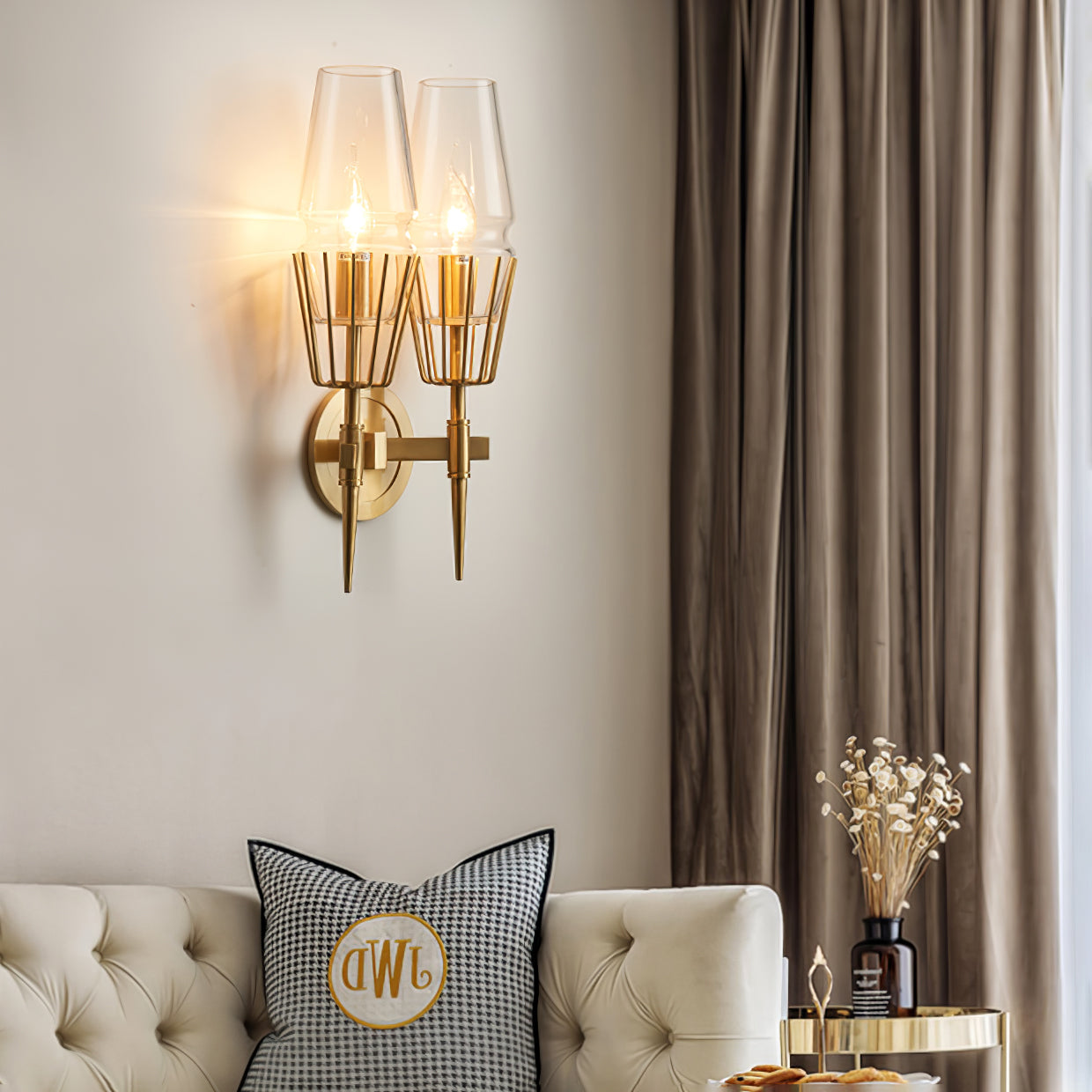 Castello | Vintage Kupfer Glas LED Wandleuchte