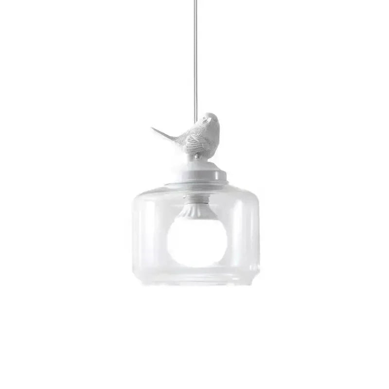 Avelora | Pendelleuchte mit Vogel und Glaszylinder