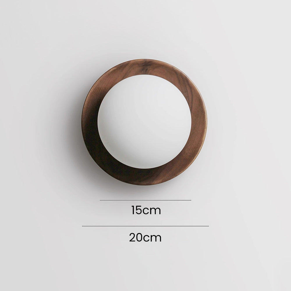 Corvian | Runde LED Wandleuchte mit Holzrahmen