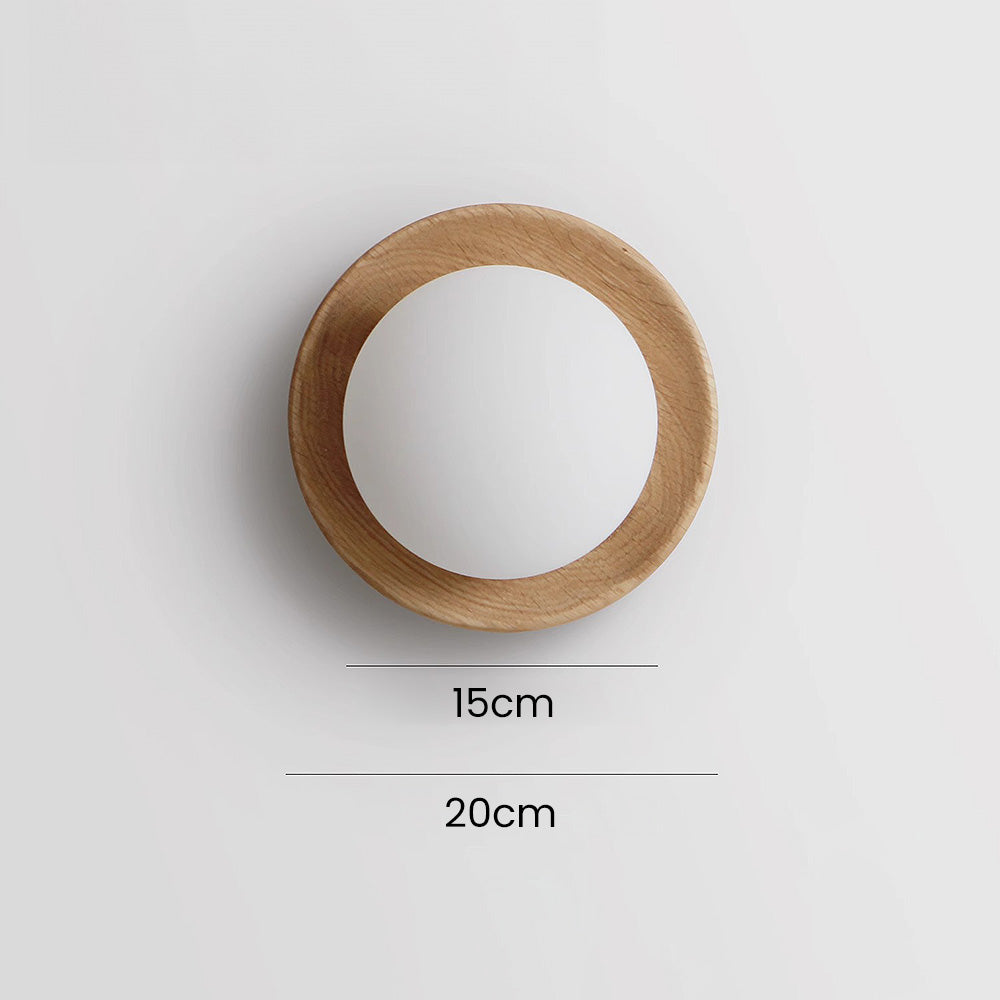 Corvian | Runde LED Wandleuchte mit Holzrahmen
