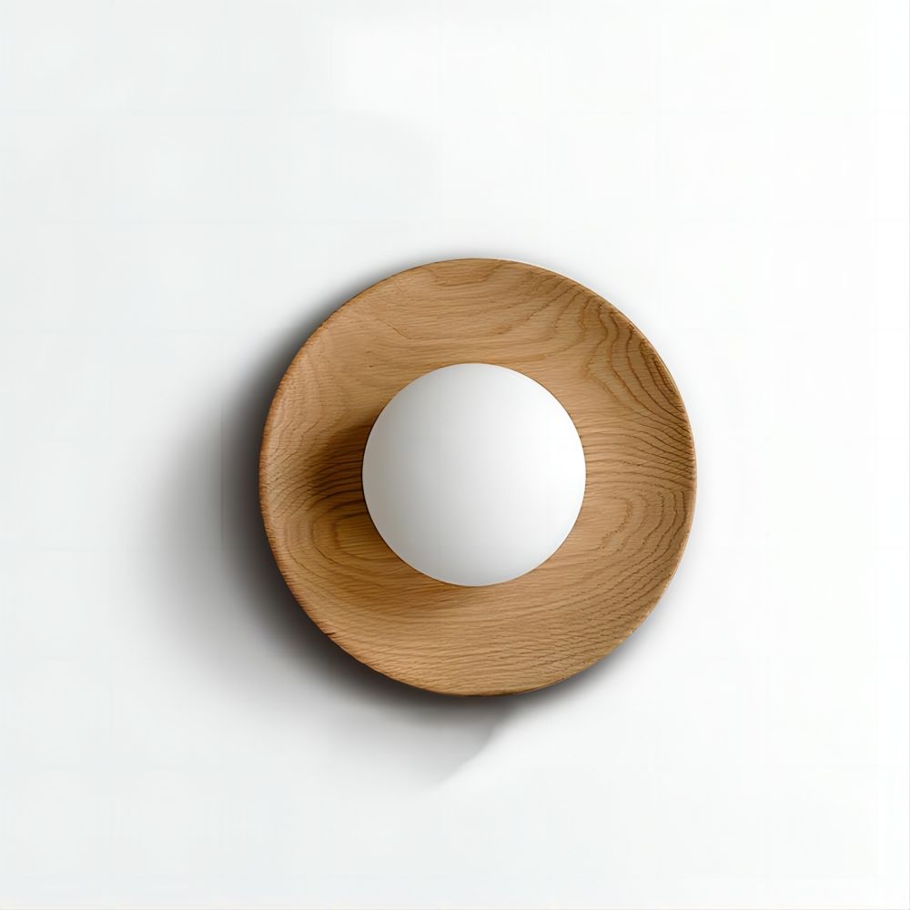 Corvian | Runde LED Wandleuchte mit Holzrahmen