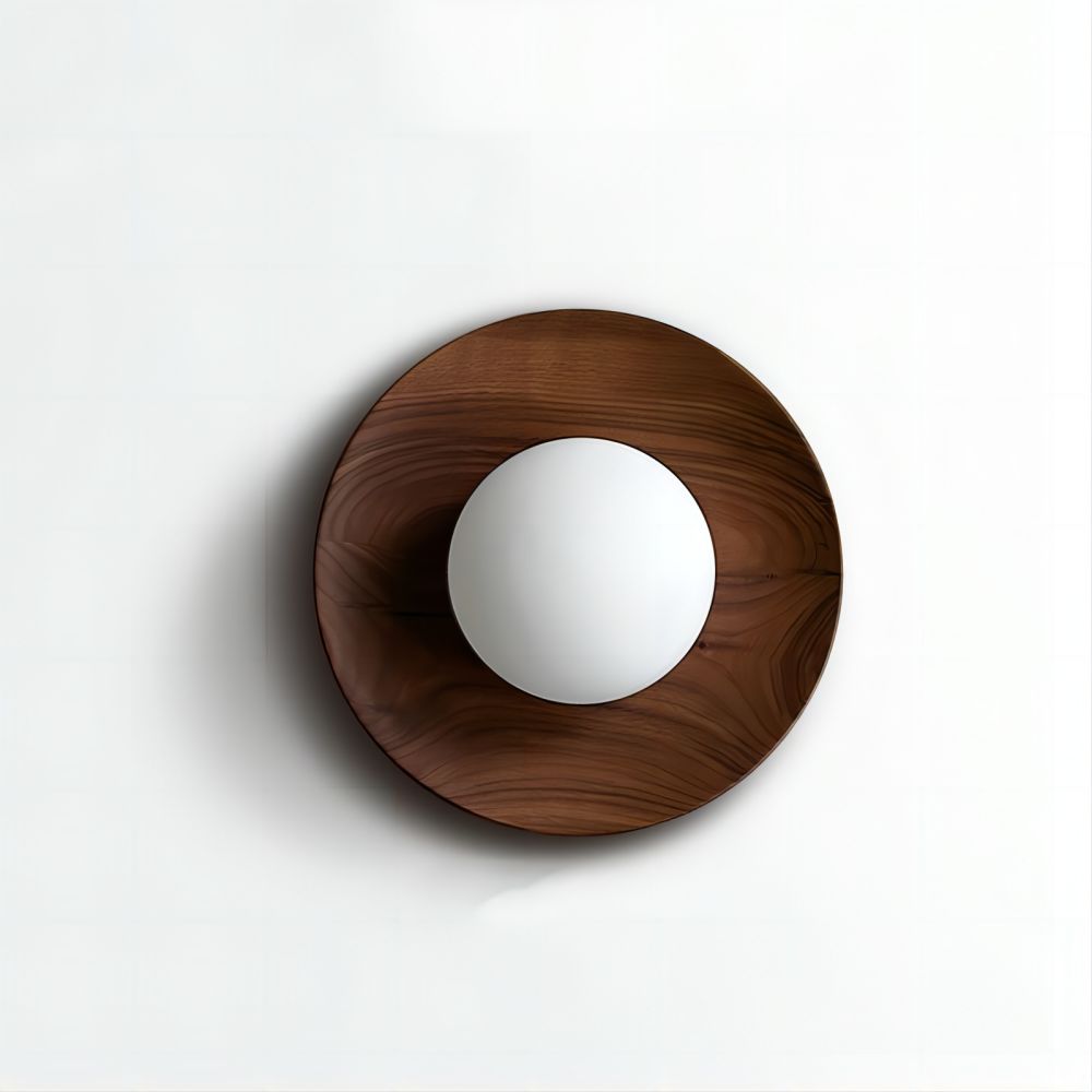 Corvian | Runde LED Wandleuchte mit Holzrahmen