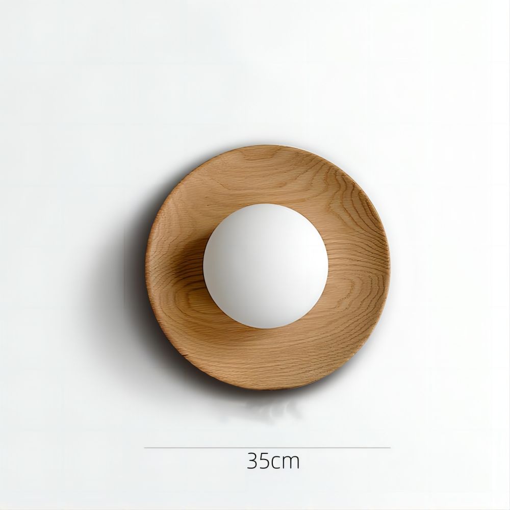 Corvian | Runde LED Wandleuchte mit Holzrahmen