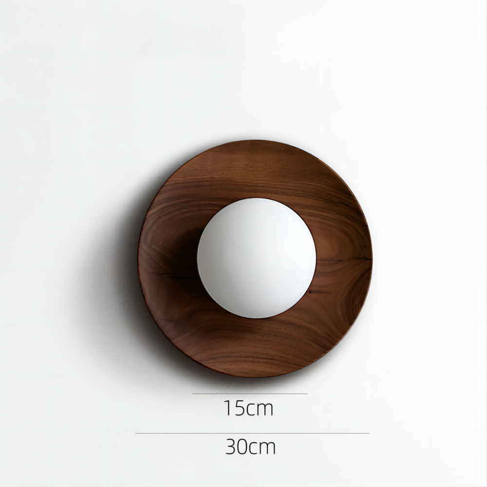 Corvian | Runde LED Wandleuchte mit Holzrahmen