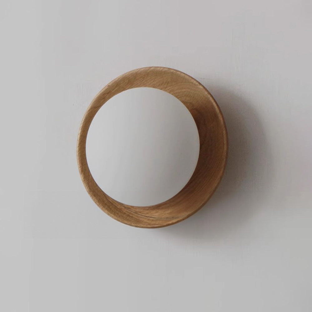 Corvian | Runde LED Wandleuchte mit Holzrahmen