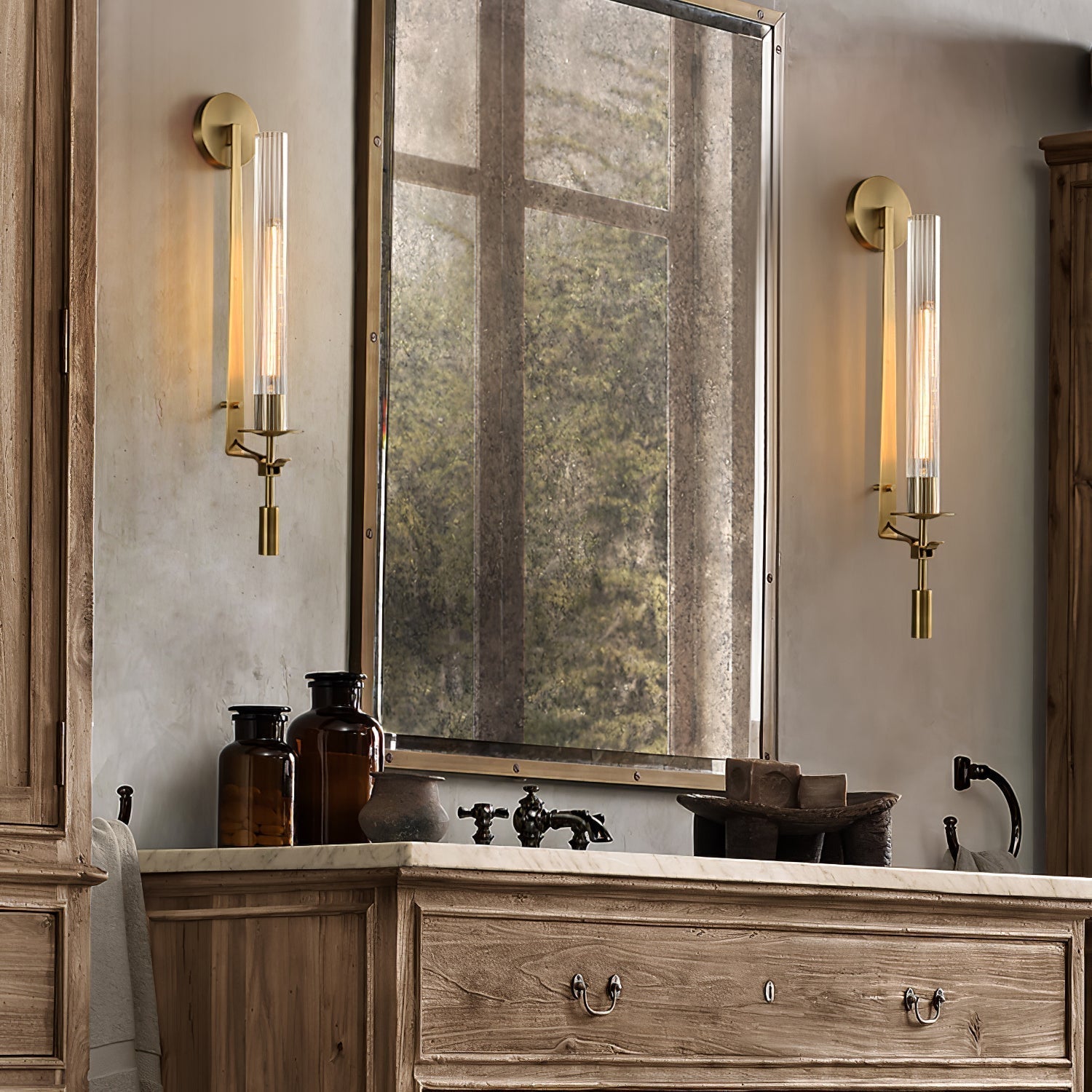 Viron | Retro Glas Wandlampe Metall