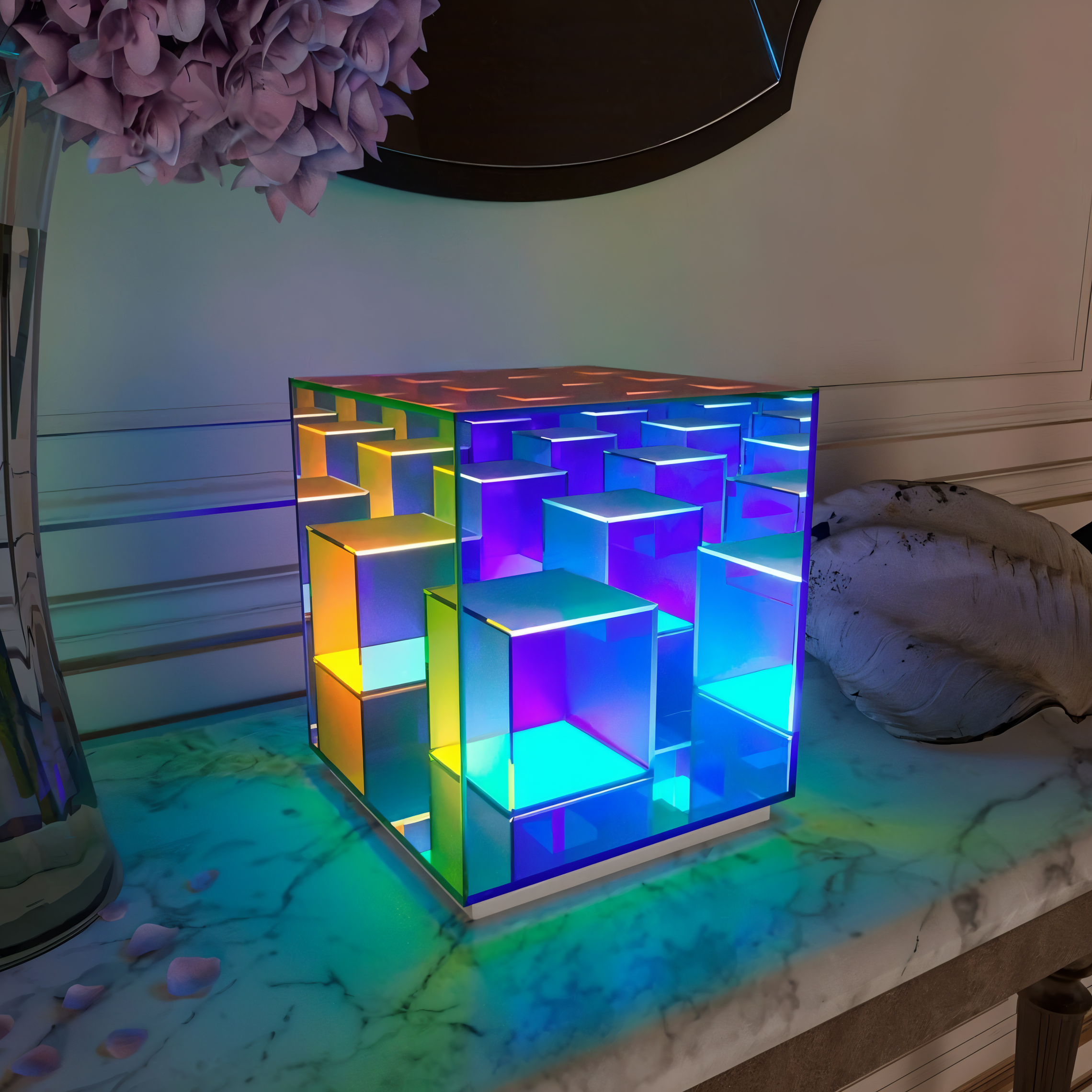 Verto | 3D LED Nachttischlampe Quadrat