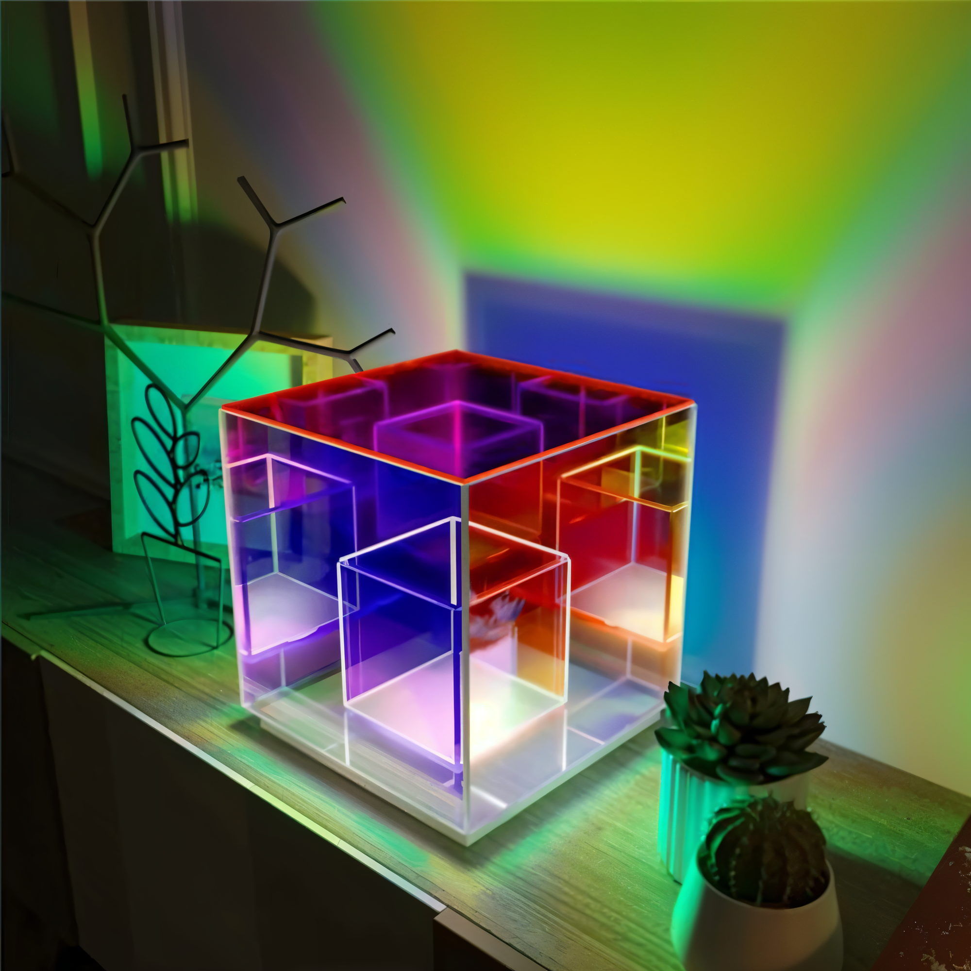 Verto | 3D LED Nachttischlampe Quadrat