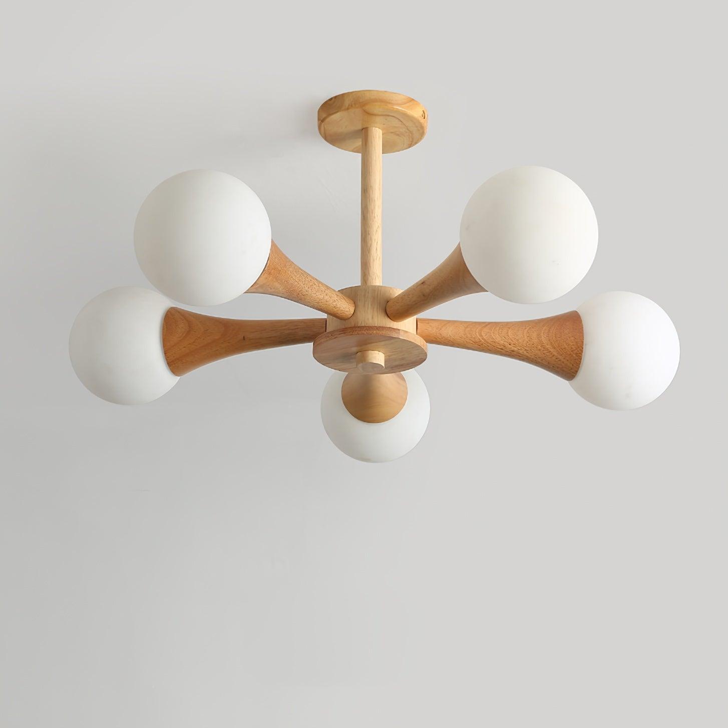 Trevian | Holz LED Deckenlampe mit 4 Flammen