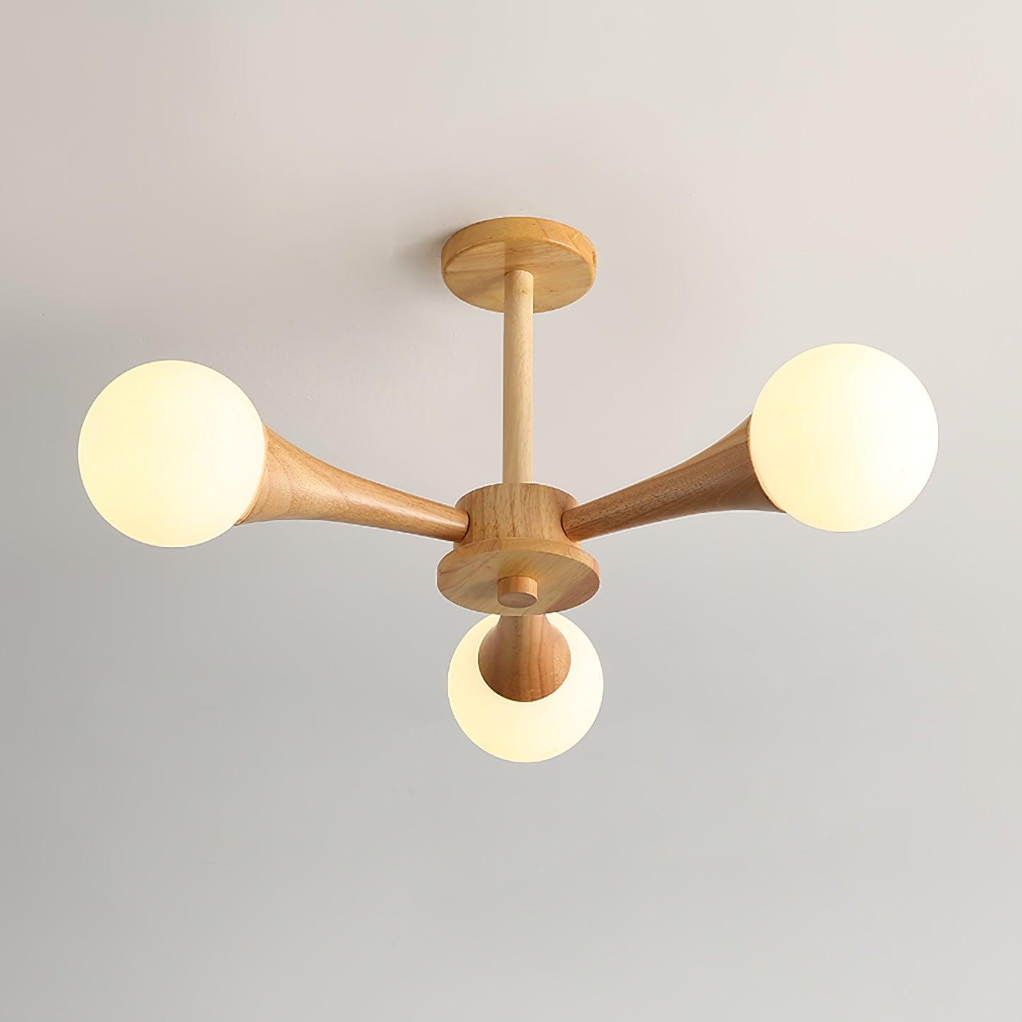 Trevian | Holz LED Deckenlampe mit 4 Flammen