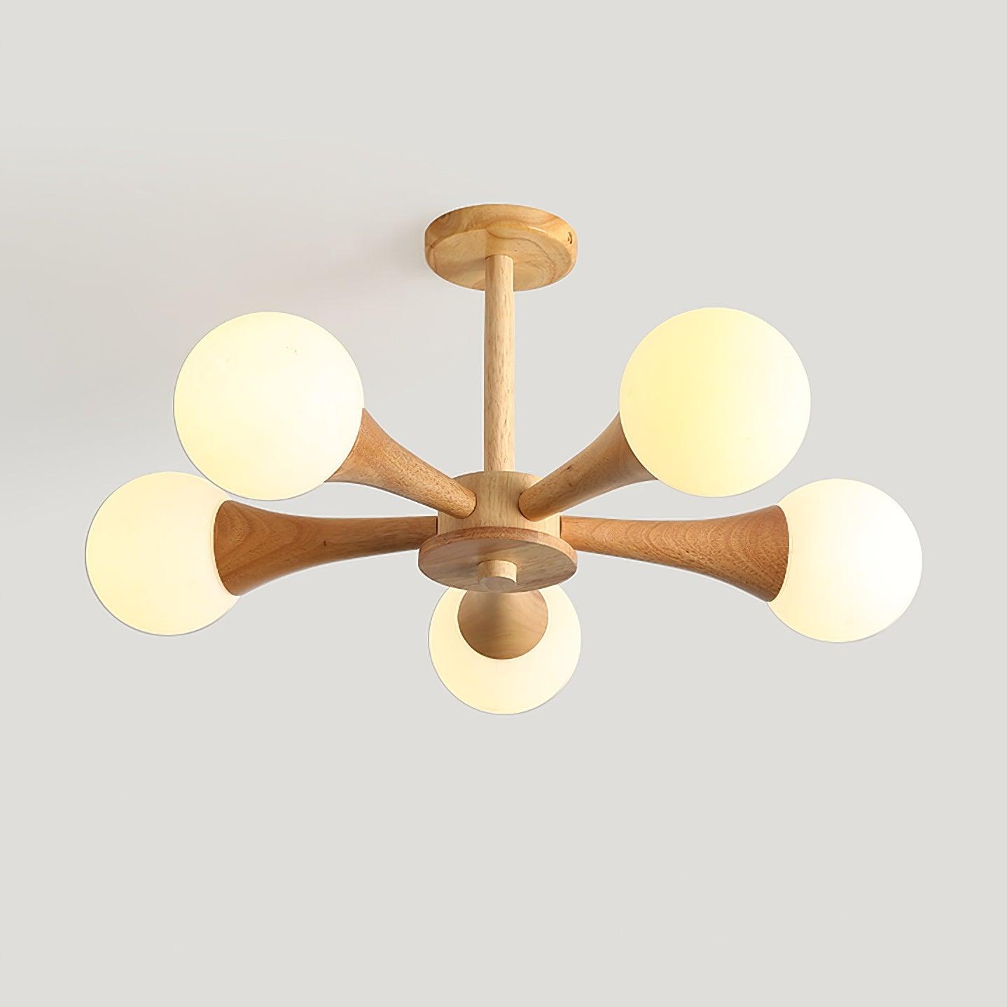 Trevian | Holz LED Deckenlampe mit 4 Flammen