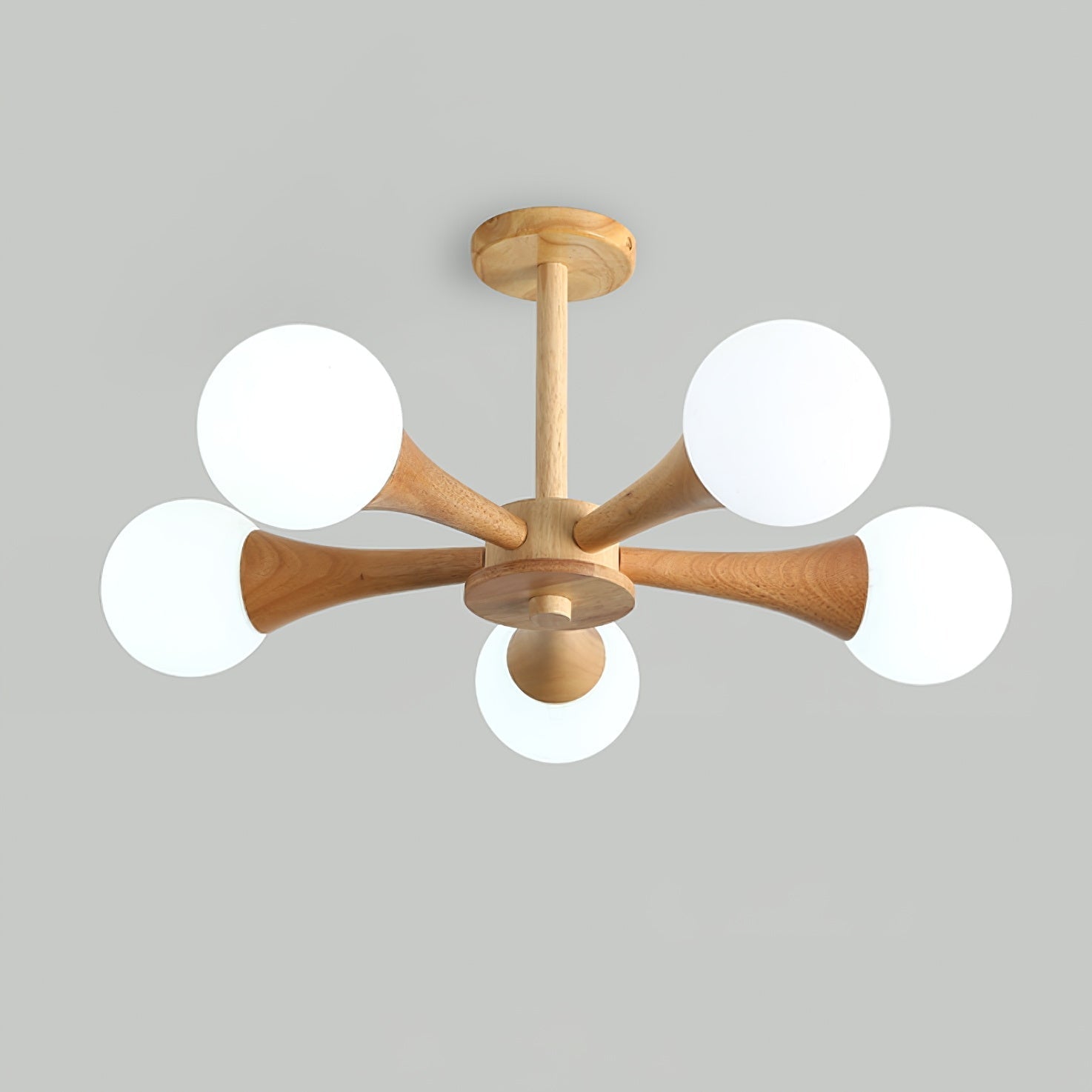Trevian | Holz LED Deckenlampe mit 4 Flammen