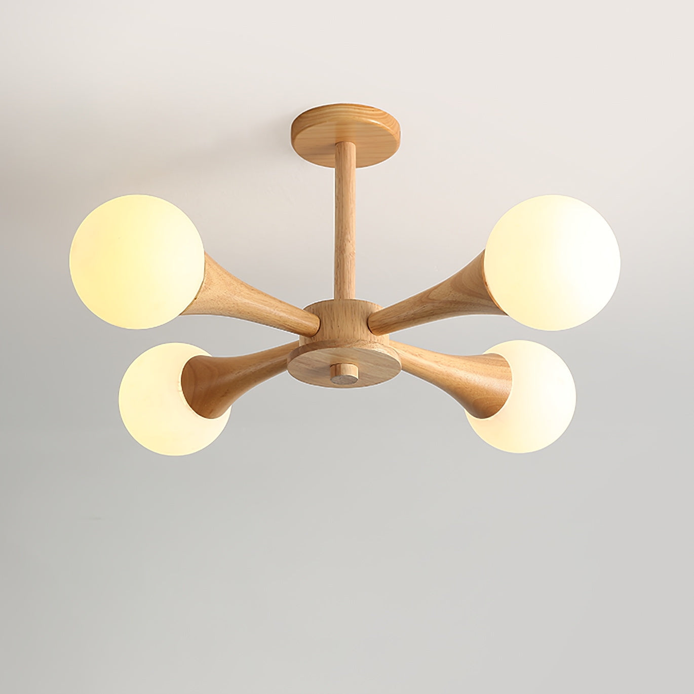 Trevian | Holz LED Deckenlampe mit 4 Flammen