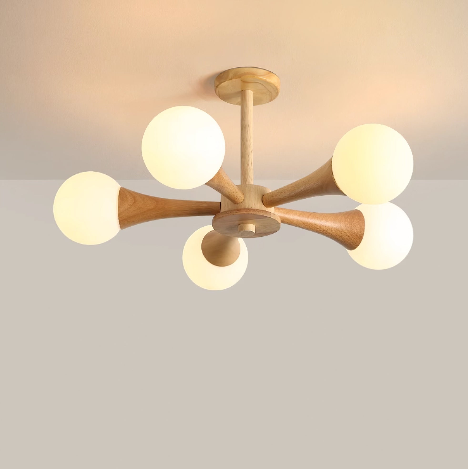 Trevian | Holz LED Deckenlampe mit 4 Flammen