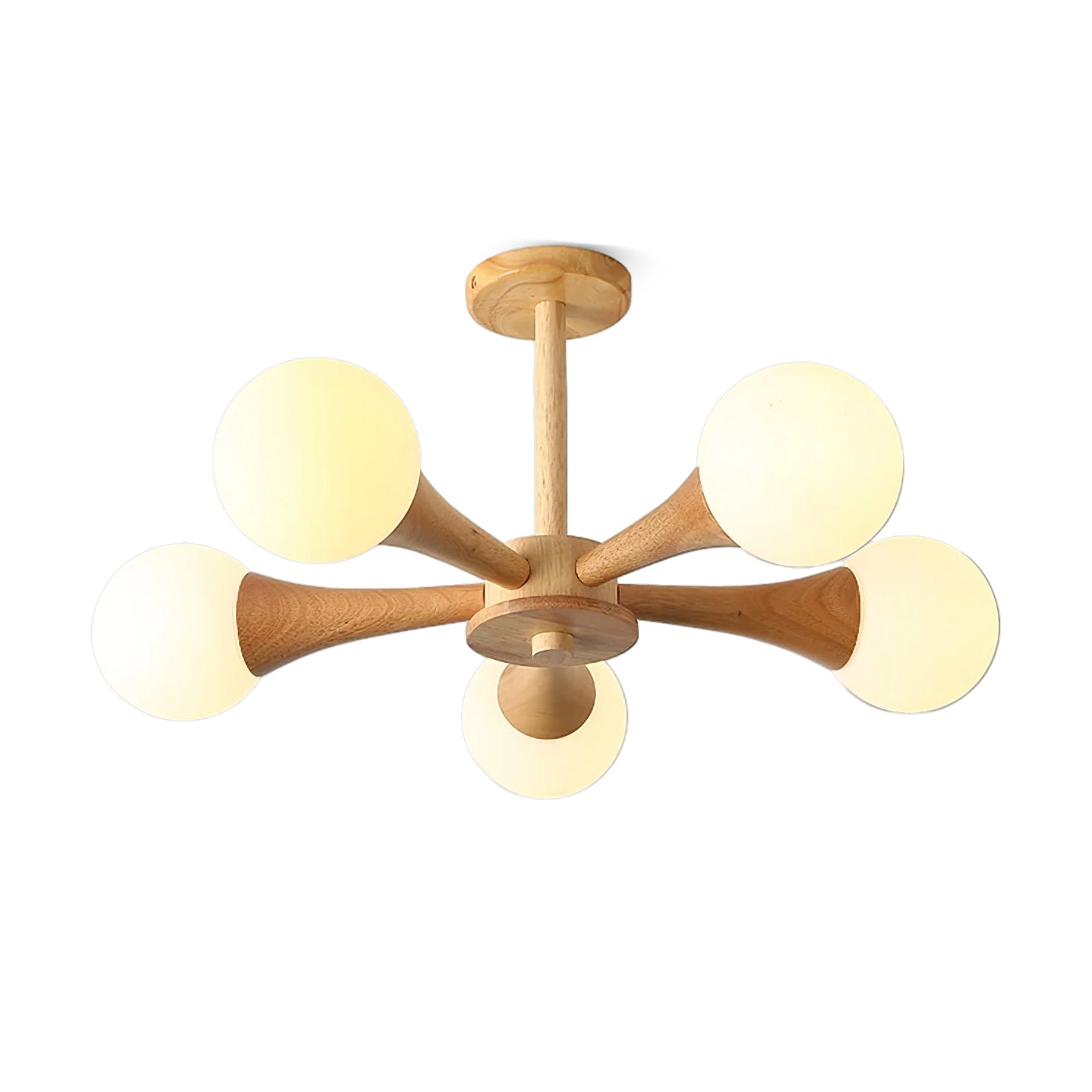 Trevian | Holz LED Deckenlampe mit 4 Flammen