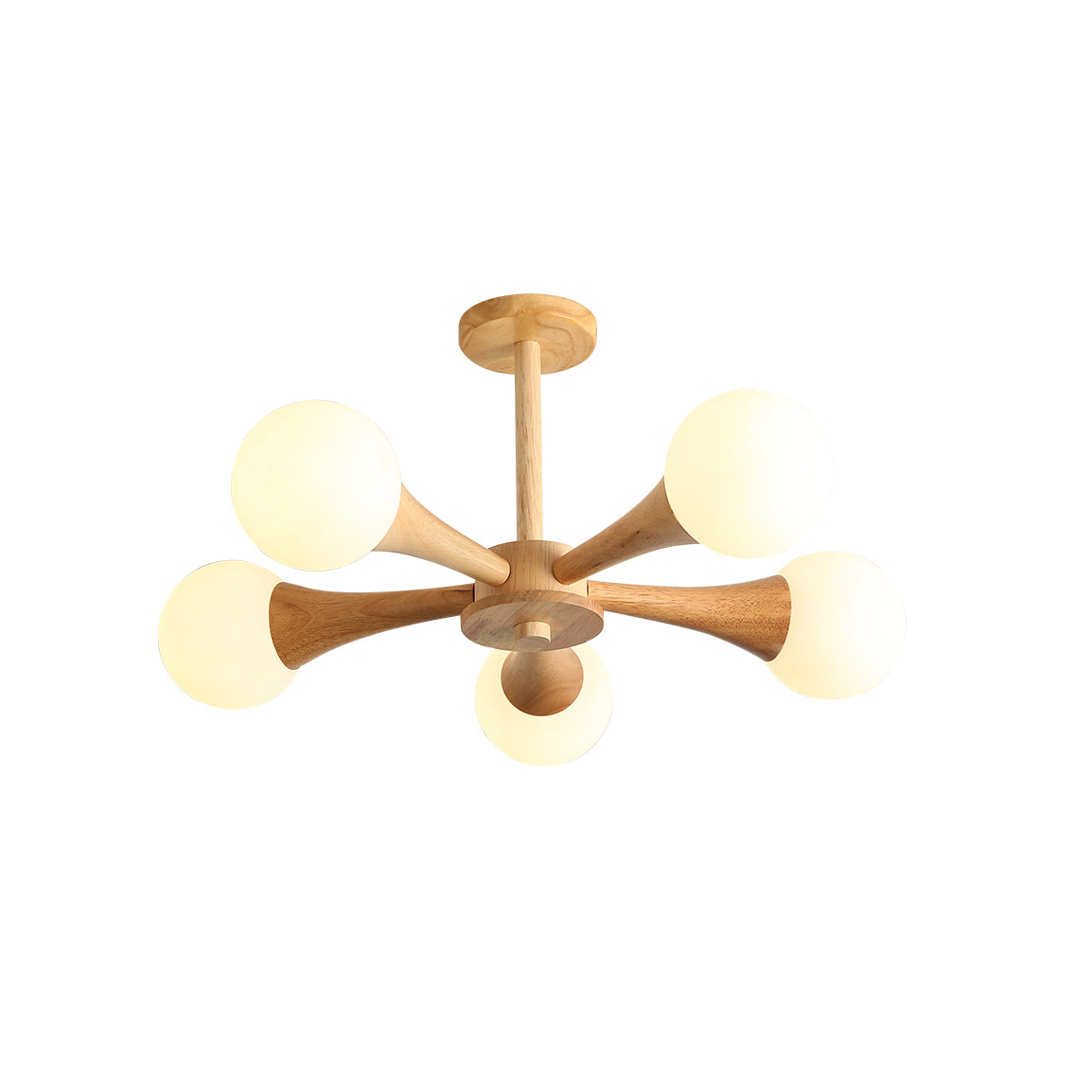 Trevian | Holz LED Deckenlampe mit 4 Flammen