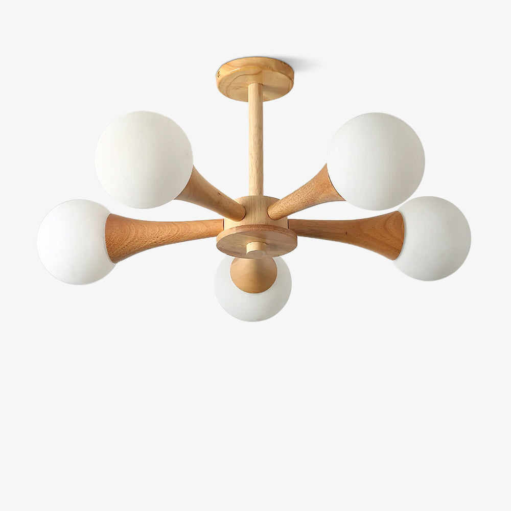 Trevian | Holz LED Deckenlampe mit 4 Flammen