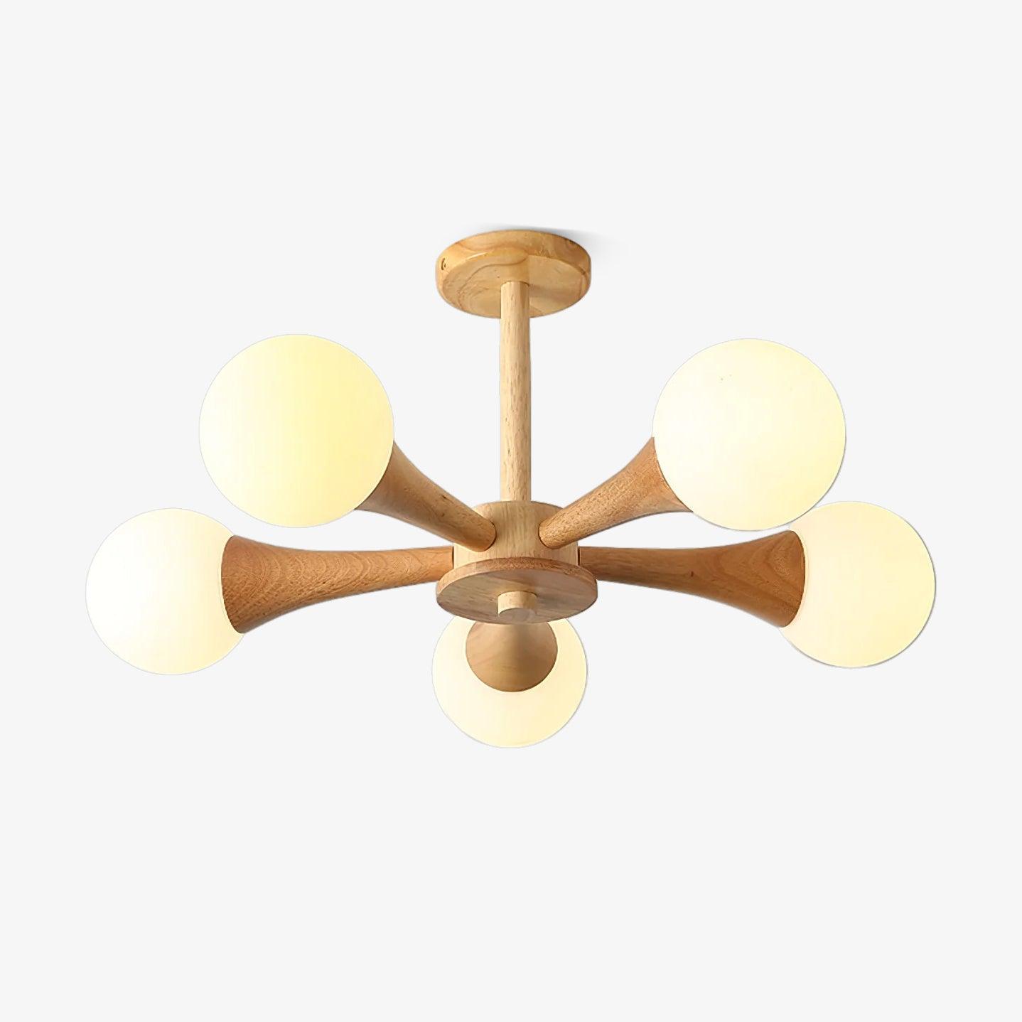 Trevian | Holz LED Deckenlampe mit 4 Flammen
