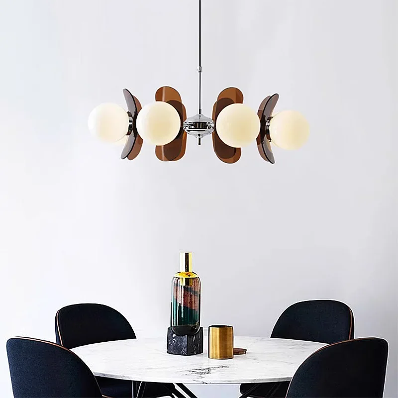 Bauhaus | Glas Metall Kronleuchter
