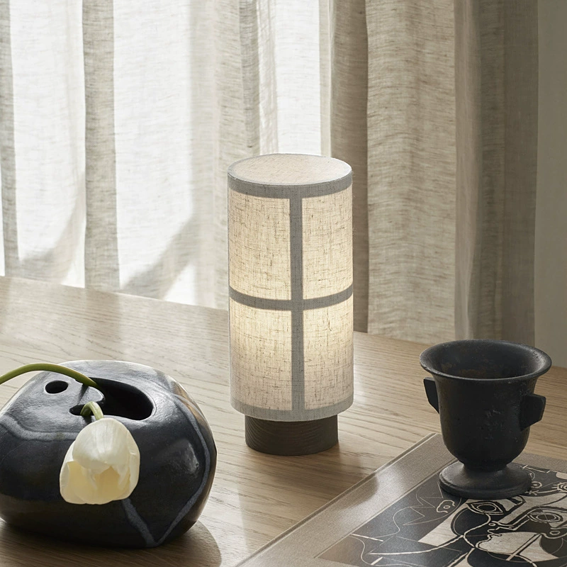 Lioren | Zylinder Tischlampe mit Stoffschirm