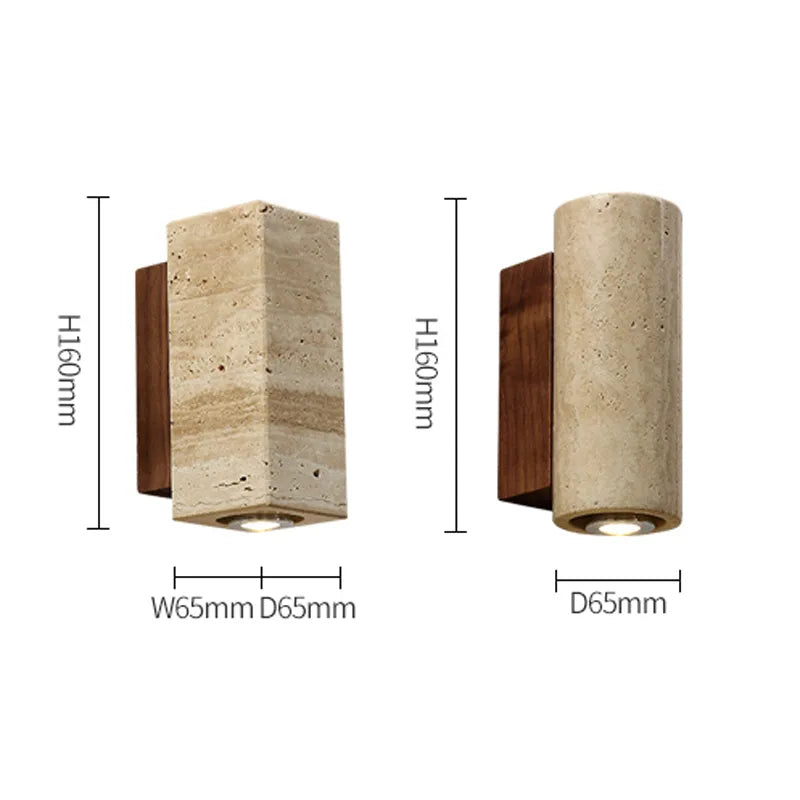 Travertin | Naturstein LED Wandleuchte Modern