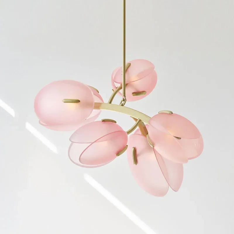 Nordlicht | Rosa Glas Tulpen Deckenlampe
