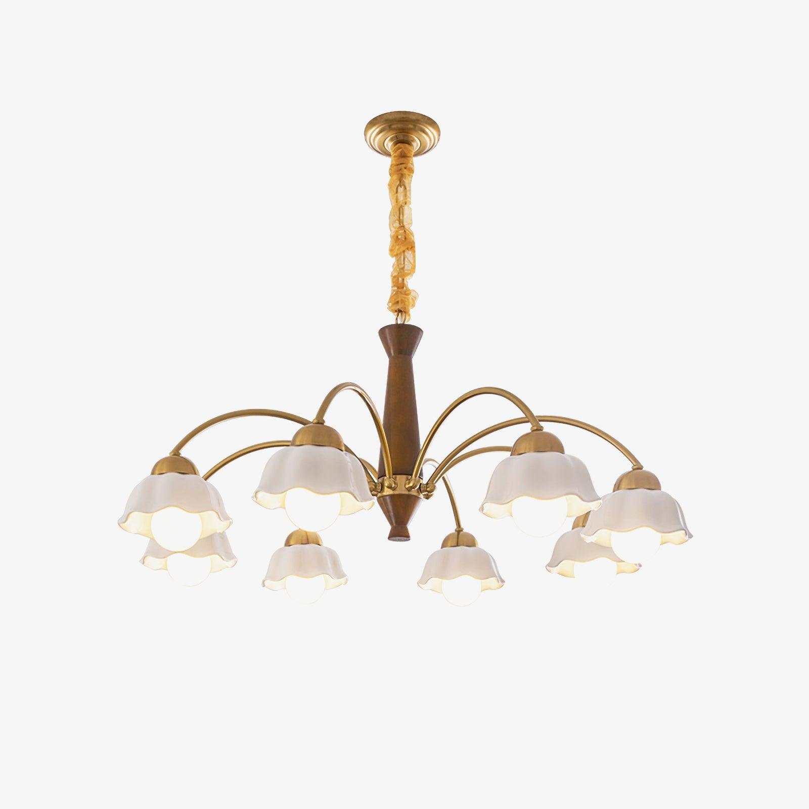 Noor | Mid-Century Kupfer Keramik-Kronleuchter