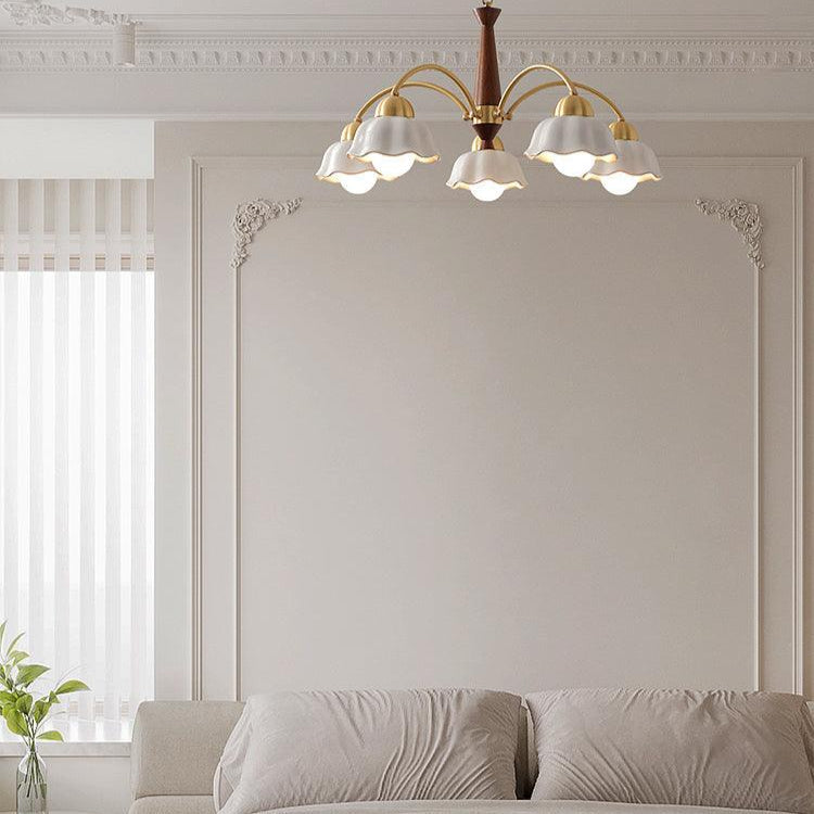 Noor | Mid-Century Kupfer Keramik-Kronleuchter