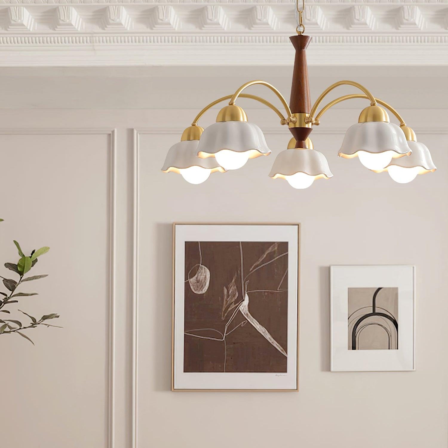 Noor | Mid-Century Kupfer Keramik-Kronleuchter