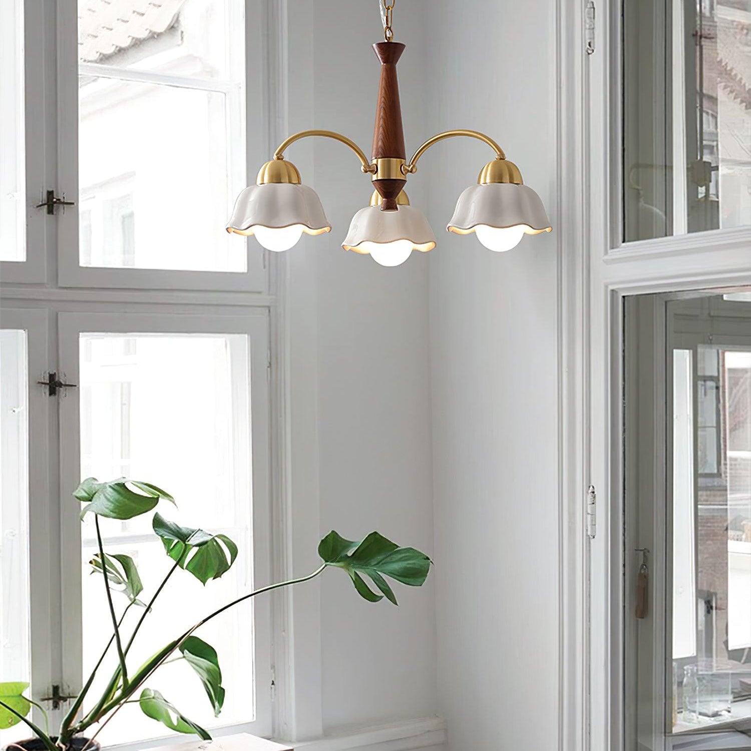 Noor | Mid-Century Kupfer Keramik-Kronleuchter