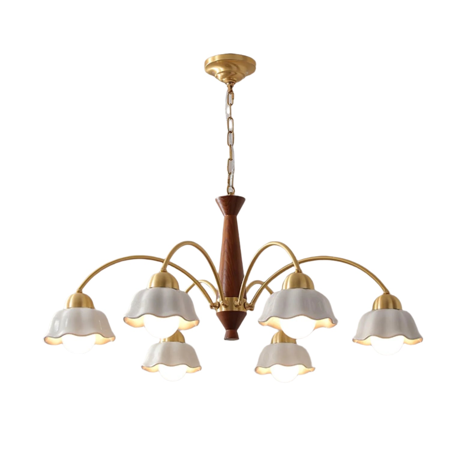 Noor | Mid-Century Kupfer Keramik-Kronleuchter