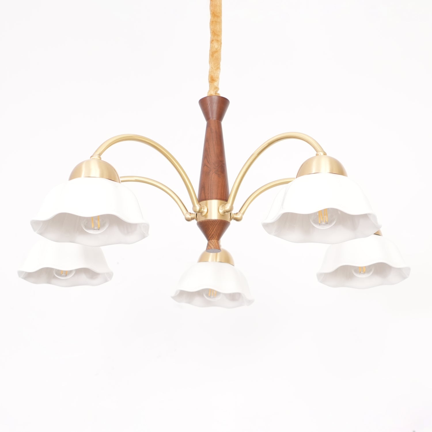Noor | Mid-Century Kupfer Keramik-Kronleuchter