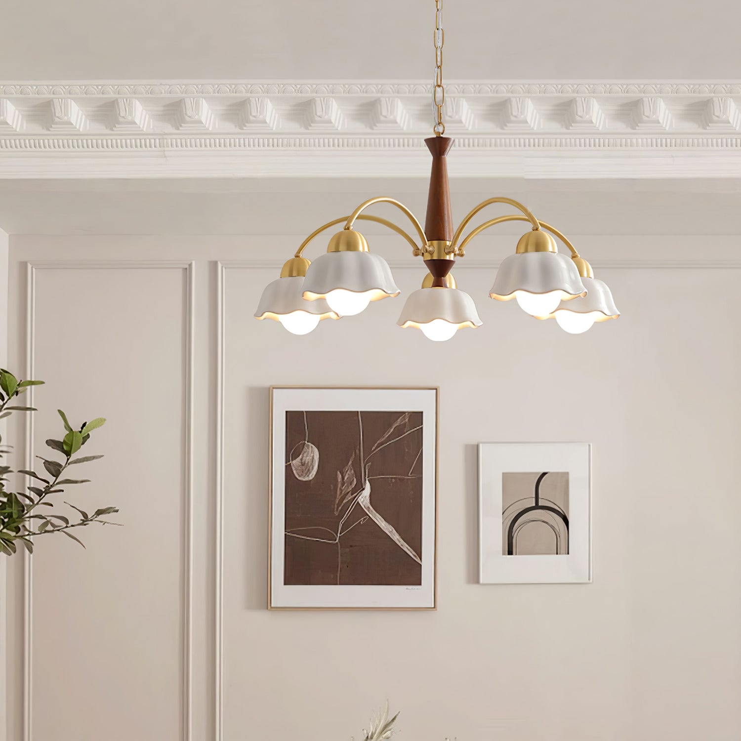 Noor | Mid-Century Kupfer Keramik-Kronleuchter