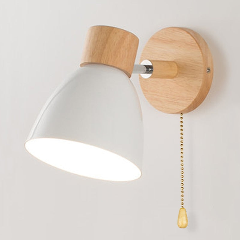 Yadiel | Nordic Wandleuchte mit Holz & Zugschalter