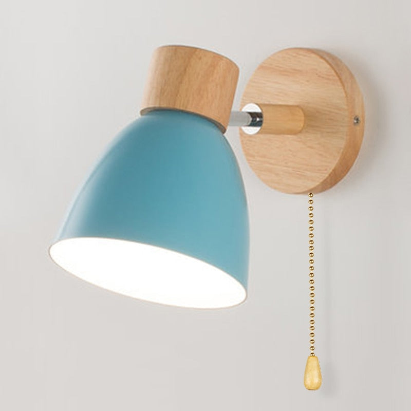 Yadiel | Nordic Wandleuchte mit Holz & Zugschalter
