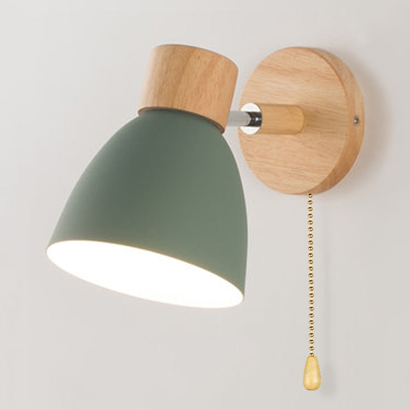 Yadiel | Nordic Wandleuchte mit Holz & Zugschalter